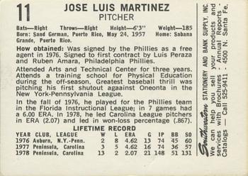 1979 Oklahoma City 89ers #11 Jose Martinez Back