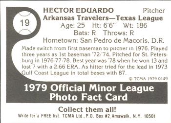 1979 TCMA Arkansas Travelers #19b Hector Eduardo Back