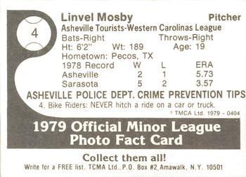 1979 TCMA Asheville Tourists #4 Linvel Mosby Back