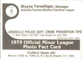 1979 TCMA Asheville Tourists #5 Wayne Terwilliger Back
