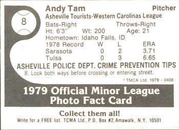 1979 TCMA Asheville Tourists #8 Andy Tam Back