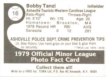 1979 TCMA Asheville Tourists #16 Bobby Tanzi Back