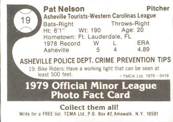 1979 TCMA Asheville Tourists #19 Pat Nelson Back