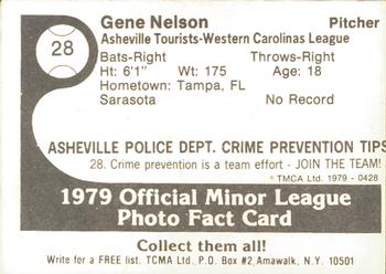 1979 TCMA Asheville Tourists #28 Gene Nelson Back