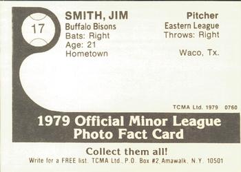 1979 TCMA Buffalo Bisons #17 Jim Smith Back