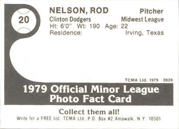 1979 TCMA Clinton Dodgers #20 Rod Nelson Back