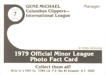 1979 TCMA Columbus Clippers #7 Gene Michael Back