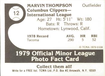 1979 TCMA Columbus Clippers #12 Marvin Thompson Back