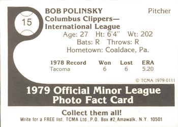 1979 TCMA Columbus Clippers #15 Bob Polinsky Back