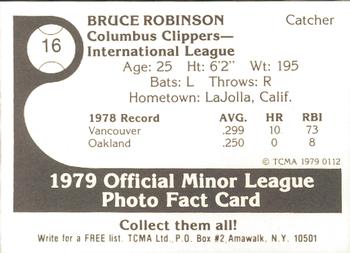 1979 TCMA Columbus Clippers #16 Bruce Robinson Back