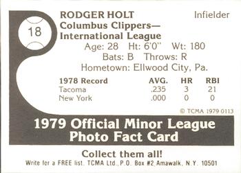 1979 TCMA Columbus Clippers #18 Roger Holt Back