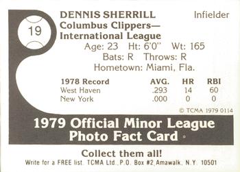 1979 TCMA Columbus Clippers #19 Dennis Sherrill Back