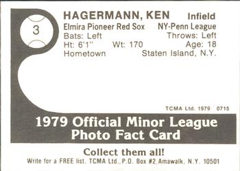 1979 TCMA Elmira Pioneer Red Sox #3 Ken Hagemann Back