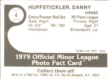 1979 TCMA Elmira Pioneer Red Sox #4 Danny Huffstickler Back