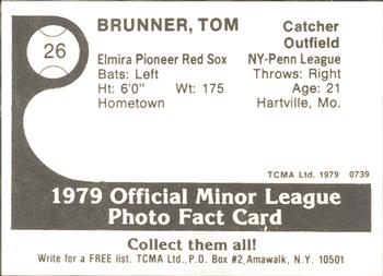 1979 TCMA Elmira Pioneer Red Sox #26 Tom Brummer Back