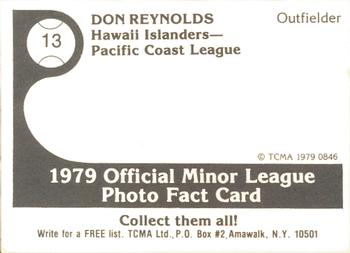 1979 TCMA Hawaii Islanders #13 Don Reynolds Back