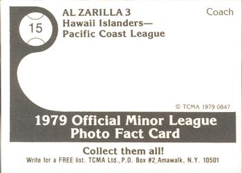 1979 TCMA Hawaii Islanders #15 Al Zarilla Back