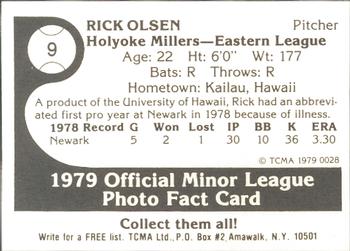 1979 TCMA Holyoke Millers #9 Rick Olsen Back