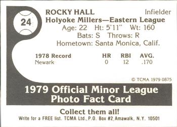 1979 TCMA Holyoke Millers #24 Rocky Hall Back
