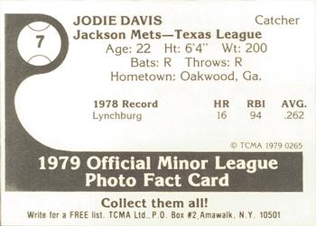 1979 TCMA Jackson Mets #7 Jody Davis Back
