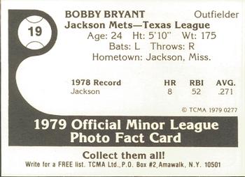 1979 TCMA Jackson Mets #19 Bobby Bryant Back