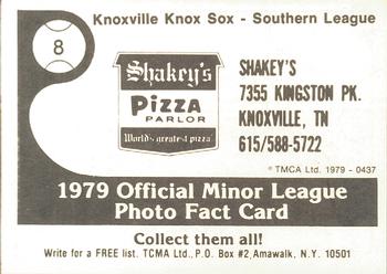 1979 TCMA Knoxville Knox Sox #8 Richard Dotson Back