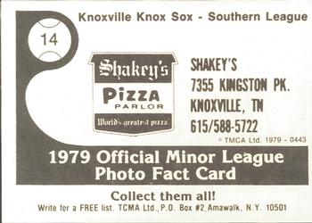1979 TCMA Knoxville Knox Sox #14 Larry Monroe Back