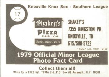 1979 TCMA Knoxville Knox Sox #17 Jackie Smith Back