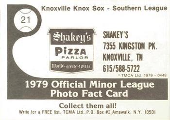 1979 TCMA Knoxville Knox Sox #21 Ted Barnicle Back