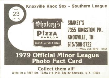 1979 TCMA Knoxville Knox Sox #23 Ray Torres Back