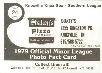 1979 TCMA Knoxville Knox Sox #24 Rod Allen Back