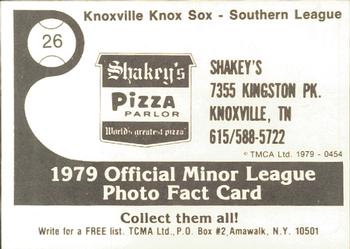 1979 TCMA Knoxville Knox Sox #26 Willie Thompson Back