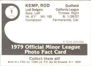 1979 TCMA Lodi Dodgers #1 Rod Kemp Back