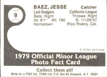 1979 TCMA Lodi Dodgers #9 Jesse Baez Back