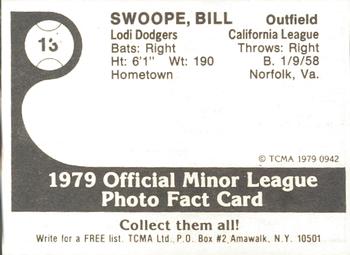 1979 TCMA Lodi Dodgers #13 Bill Swoope Back
