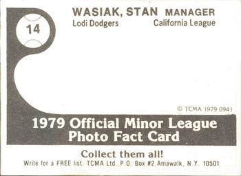 1979 TCMA Lodi Dodgers #14 Stan Wasiak Back