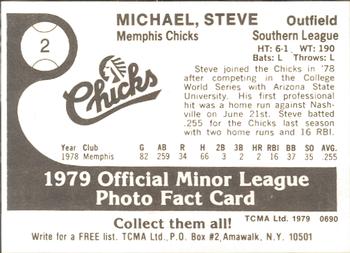 1979 TCMA Memphis Chicks #2 Steve Michael Back