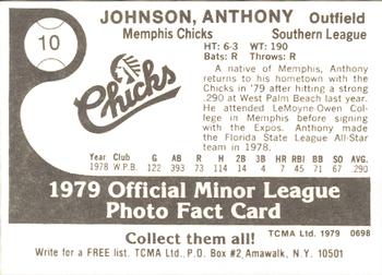 1979 TCMA Memphis Chicks #10 Anthony Johnson Back