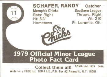 1979 TCMA Memphis Chicks #11 Randy Schafer Back