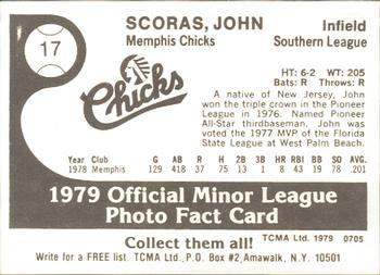 1979 TCMA Memphis Chicks #17 John Scoras Back