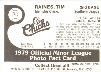 1979 TCMA Memphis Chicks #20 Tim Raines Back
