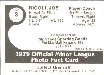 1979 TCMA Newark Co-Pilots #3 Joe Rigoli Back