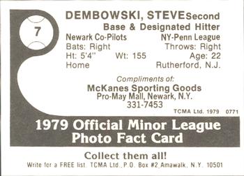 1979 TCMA Newark Co-Pilots #7 Steve Dembowski Back