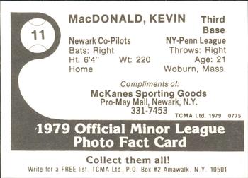 1979 TCMA Newark Co-Pilots #11 Kevin MacDonald Back