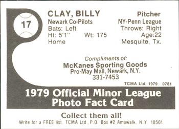 1979 TCMA Newark Co-Pilots #17 Billy Clay Back