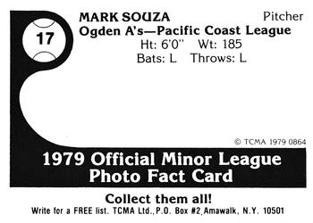 1979 TCMA Ogden A's #17 Mark Souza Back