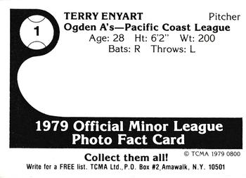 1979 TCMA Ogden A's #1 Terry Enyart Back