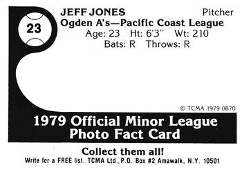 1979 TCMA Ogden A's #23 Jeff Jones Back