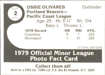 1979 TCMA Portland Beavers #2 Ossie Olivares Back