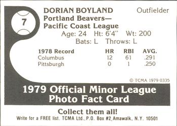 1979 TCMA Portland Beavers #7 Dorian Boyland Back